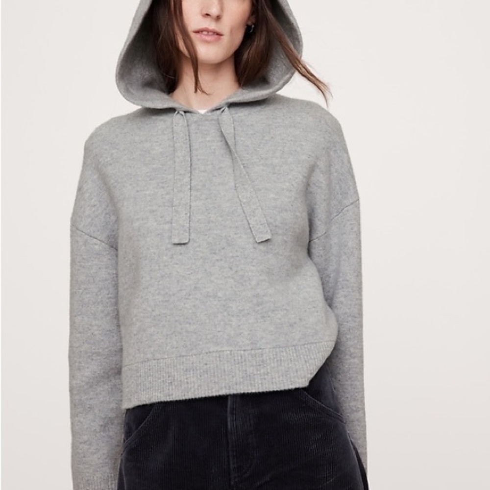 Banana Republic Double-faced cropped cashmere sweater hoodie
